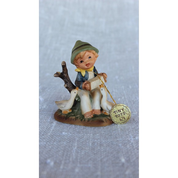 Napcoware Other - Vintage Napcoware Tiny Tots Boy with Accordion and Geese Porcelain Figurine
